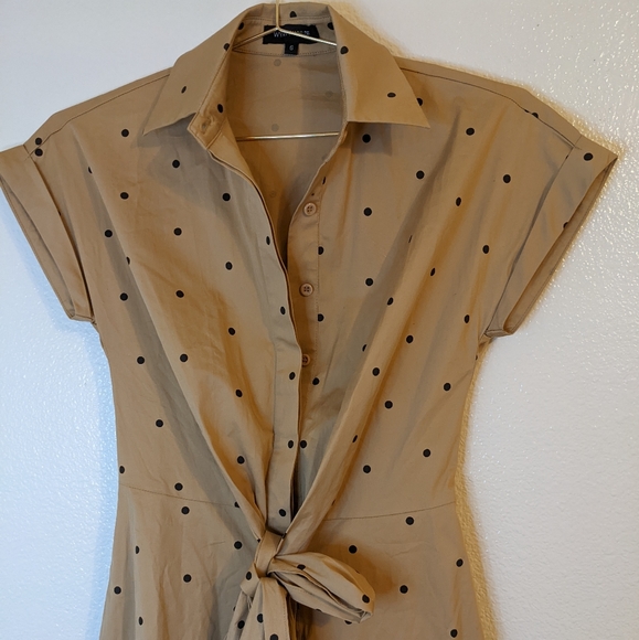 Wyatt Wylde tan and black polka dot midi dress - Picture 4 of 7